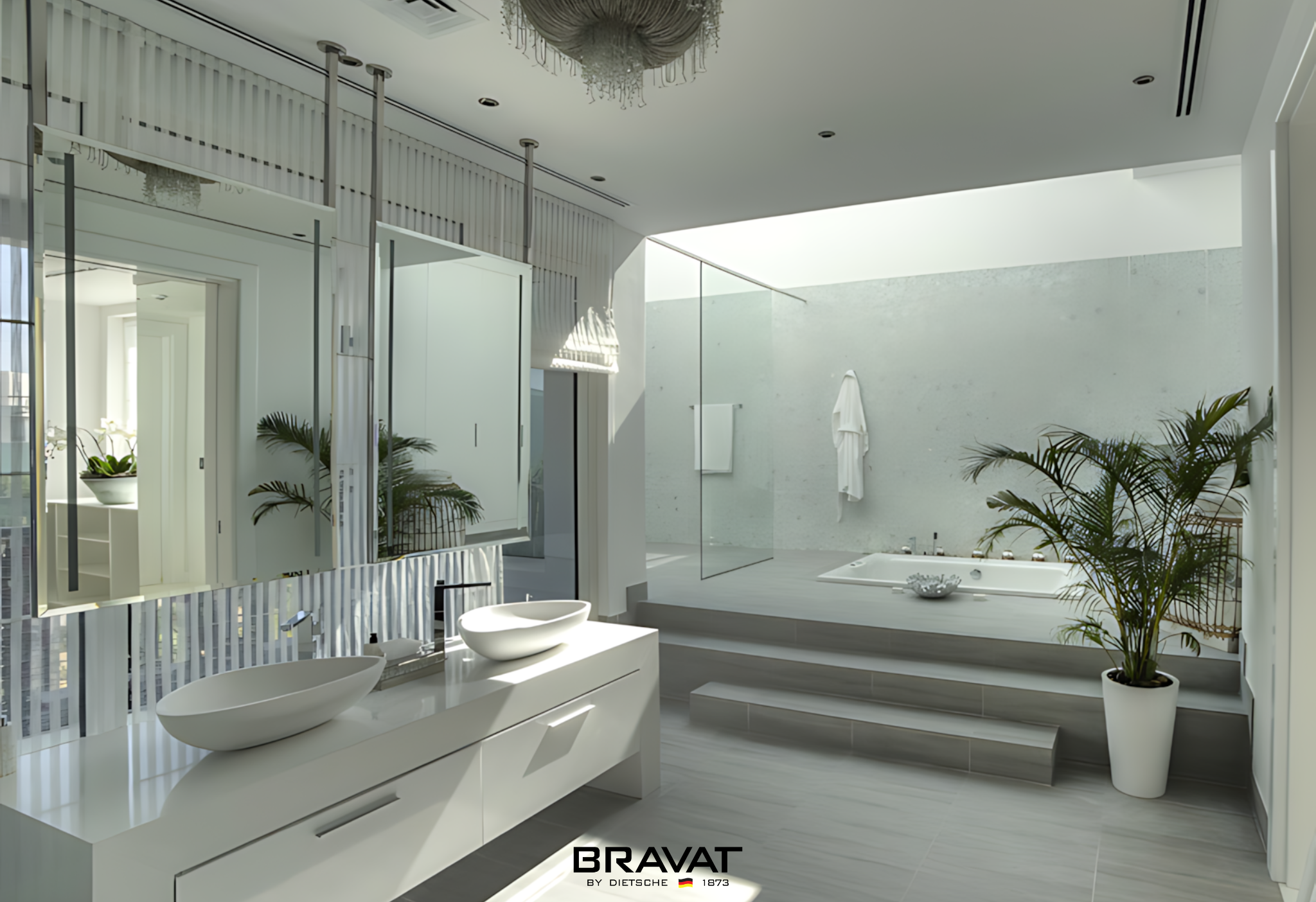 Chậu rửa đ&ocirc;i lavabo Bravat &acirc;m b&agrave;n cho căn hộ Penthouse sang trọng 
